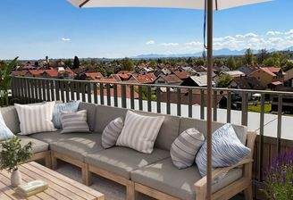 Balkon mit Alpenblick