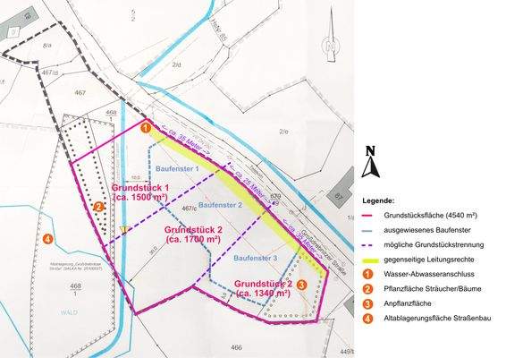 Grundstücksplanung für 3 Baugrundstücke