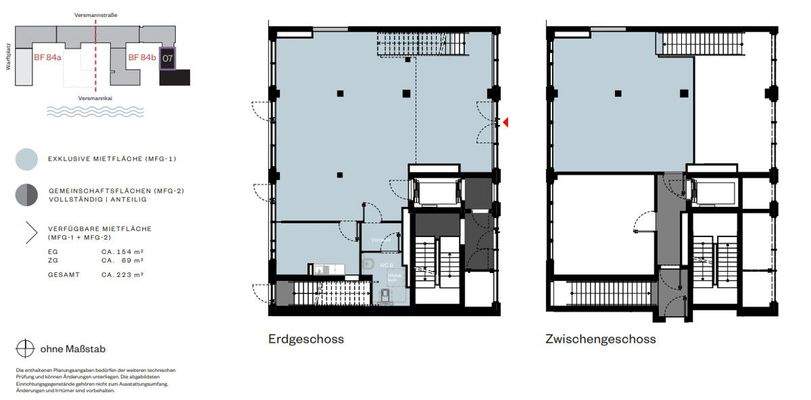 Grundriss Versamnnstraße EG+ZG, ca. 223 qm