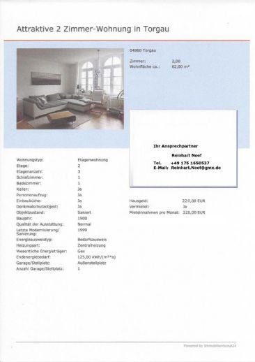 attraktive, altersgerechte 2 Zimmer-Wohnung mit 62 m² Wfl. im 2. OG