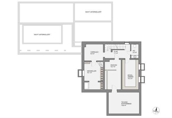 Untergeschoss Landhaus - nicht maßstabsgetreu