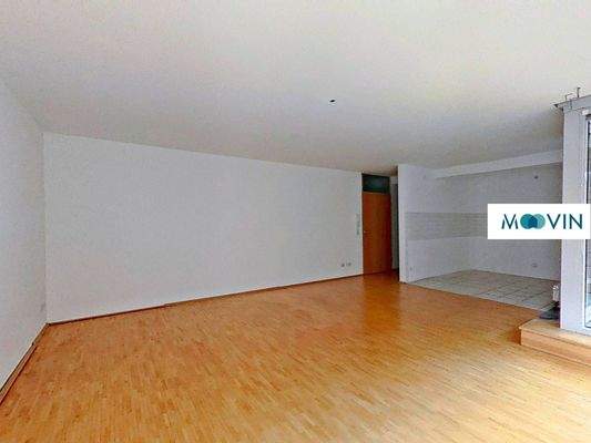 Ansicht VII: Wohn- und Esszimmer mit offenem Küchenbereich