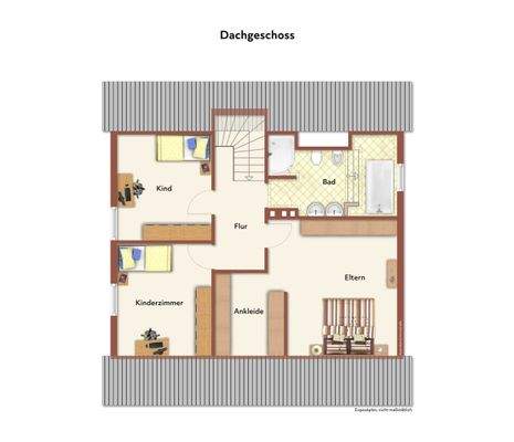 Grundriss DG mit Möblierungsvorschlag