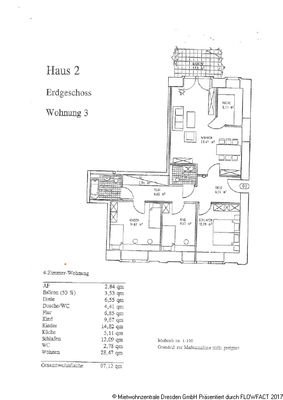 Grundriss - Schöne 4-Raum Wohnung mit Terrasse und 2 Bädern in Kreischa !!!