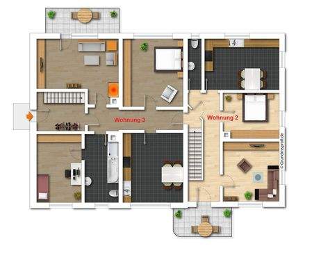 Grundriss 1. OG (nicht maßstabsgetreu - kann vom Original abweichen)