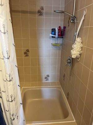 ...geräumige Dusche im Bad