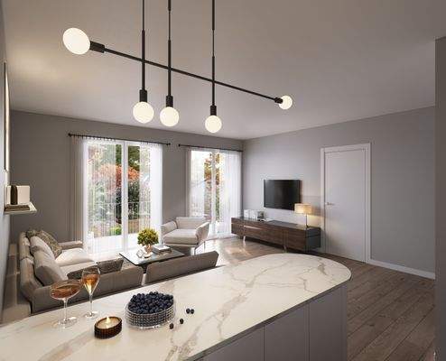 3D Innenansicht Wohn Küche  