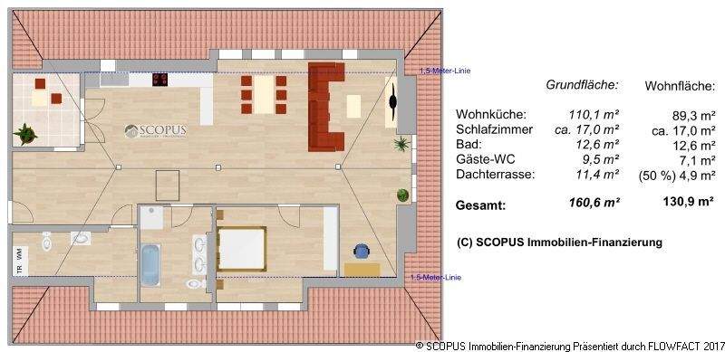 Grundriss-Beispiel mit separatem Schlafzimmer