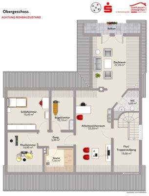 Grundriss Obergeschoss ACHTUNG ROHBAUZUSTAND