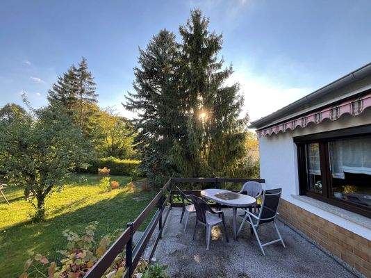 Blick von der Terrasse in den Garten