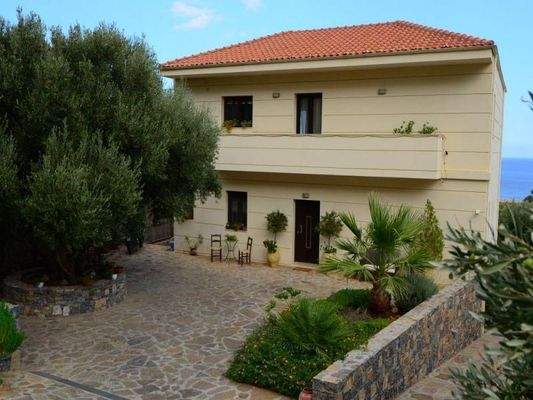 Kreta, Schisma Eloundas: Moderne Villa mit Gästewohnung, in exklusiver Lage, mit Meerblick, zu verkaufen