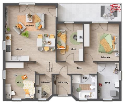 Grundriss großer HAR + zusätzliches Zimmer