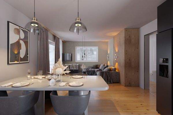 Wohnraum Tisch gedreht