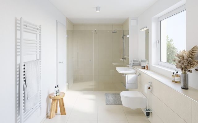 Badezimmer im zeitloses Design für ruhige Momente