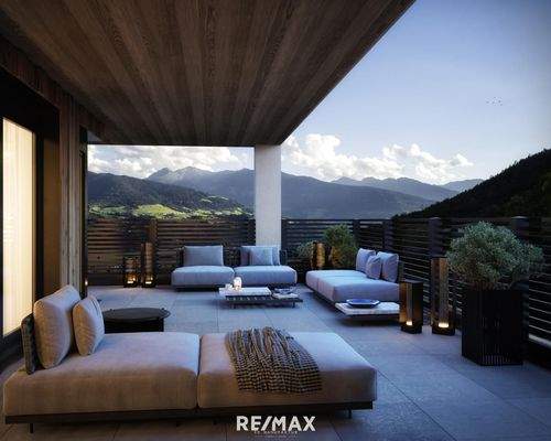 Visualisierung Wohnprojekt Fiecht Feeling Terrasse