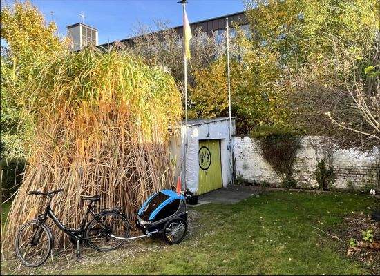 Gartenansicht mit Garage