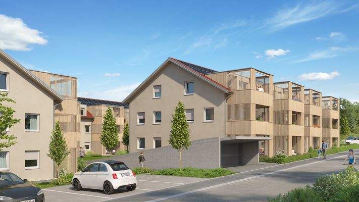 Zufahrt zum Projekt mit Tiefgarage