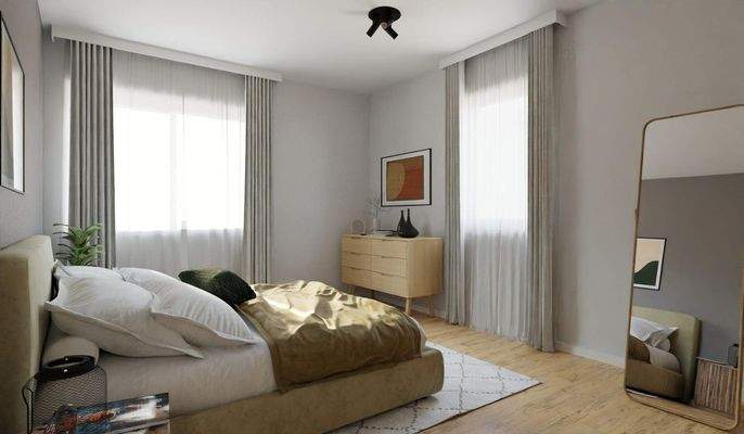 Ein geräumiges Schlafzimmer, in dem Sie so richtig entspannen können