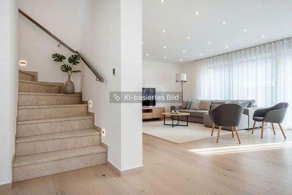 Flur mit Blick ins Wohnzimmer KI