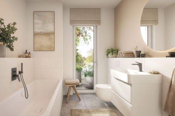 modern ausgestattetes Badezimmer