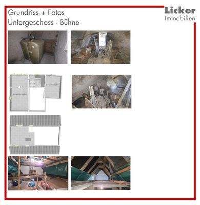 Grundriss + Fotos - Untergeschoss-Bühne