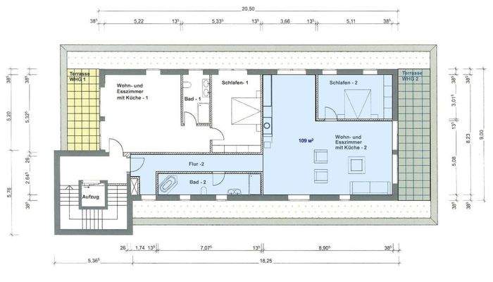 Grundriss, Wohnung ca. 109 m²