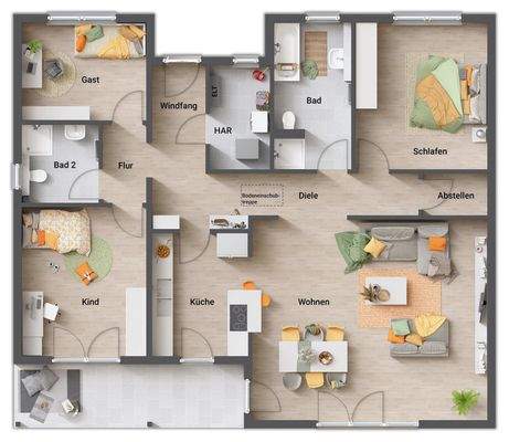 Grundriss-Bungalow-128-Erdgeschoss