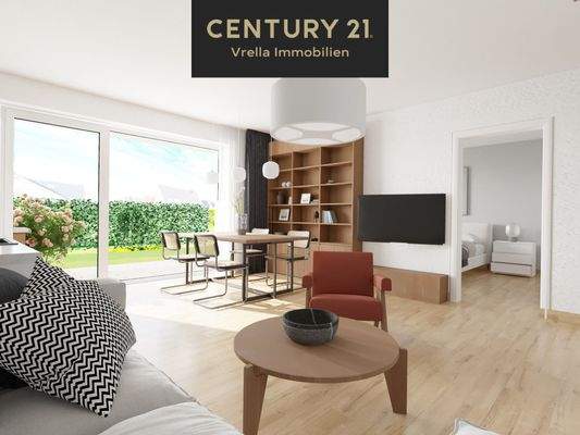 Wohn-, Ess- und Küchenbereich (visualisiert)