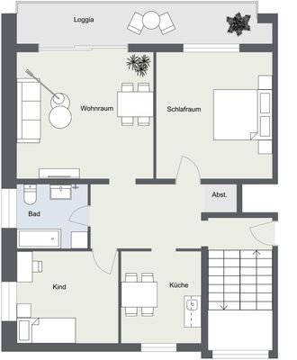 Habelschwerdterweg 8 Whg 8 - Etage 1 - 2D Floor Plan