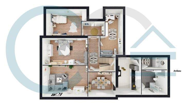 3D Grundriss Erdgeschoss