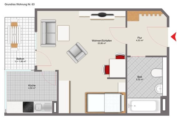 Grundriss Wohnung Nr. 63