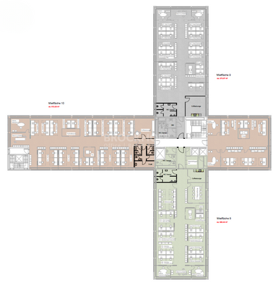 Büroflächen teilbar – Beispielgrundriss 4. OG