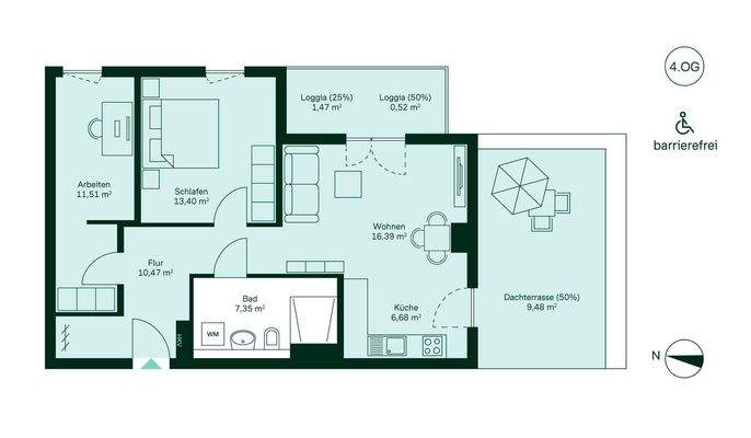 Grundriss der Eigentumswohnung WE190.