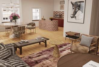 Visualisierung Wohnzimmer zur Küche