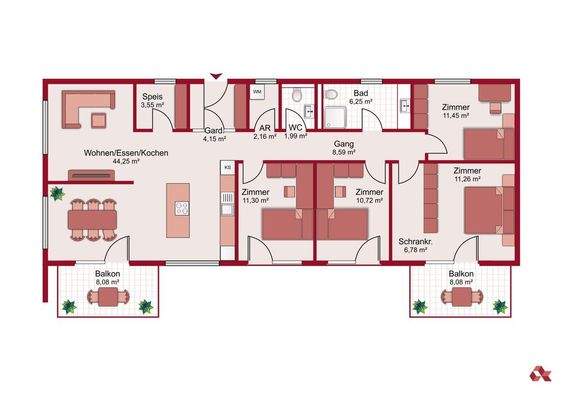 Grundriss 2D Top A 101,5