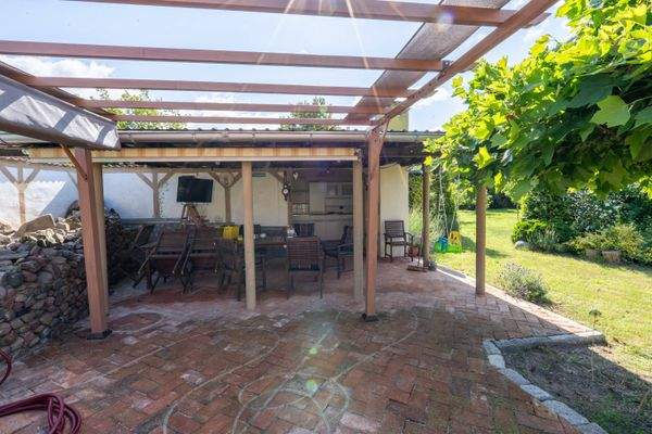 Gartenhaus-Terrasse und Küche