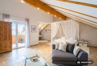 Großes Schlafzimmer mit Balkon