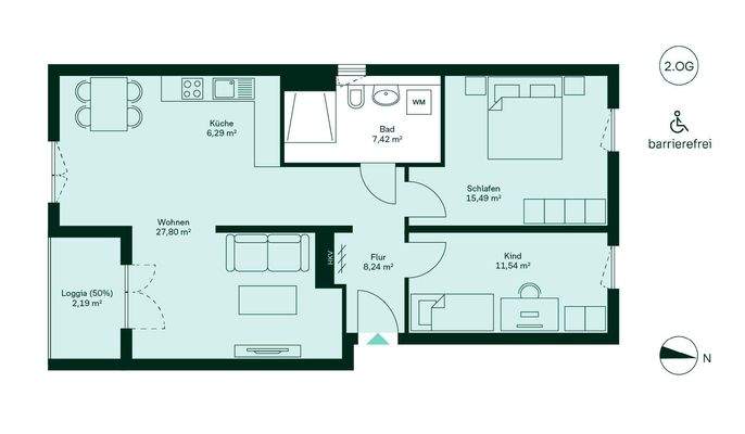 Grundriss der Eigentumswohnung WE170.