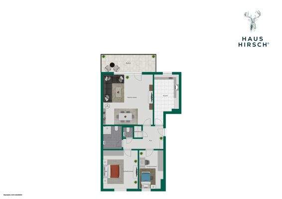 Grundriss mit Einrichtungsbeispiel