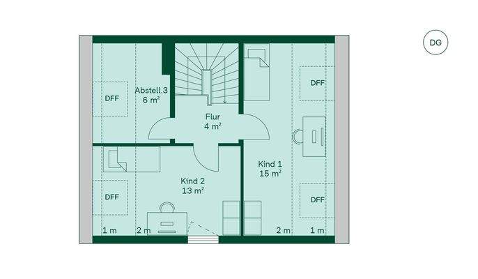 Grundriss des Dachgeschosses im Doppelhaus