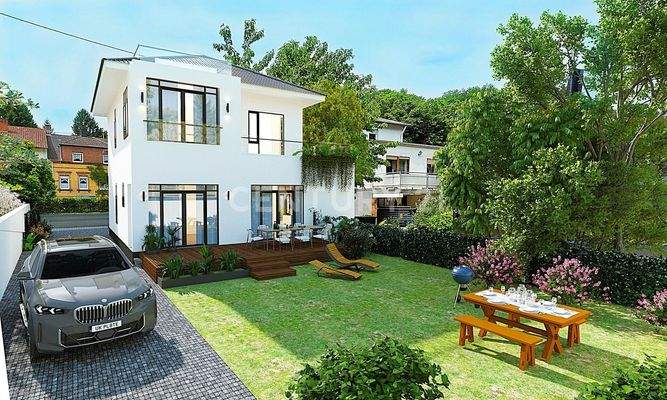 So schön könnte der Gartenbereich hinter dem Haus aussehen