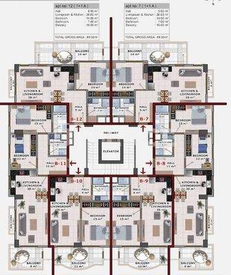 Chic Seaview Flats in a Complex in Alanya