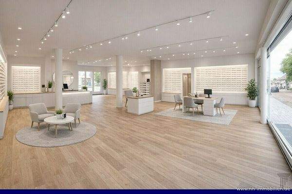 Moderner Optikerladen  Einrichtung mittels KI visualisiert.