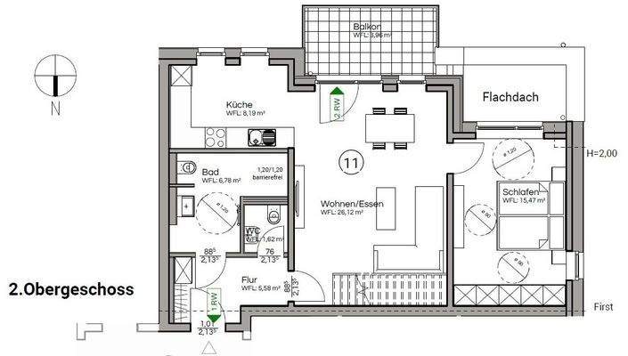 Grundriss Wohnung 11 - 2. OG
