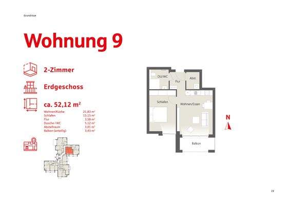 Grundriss Wohnung 9 Erdgeschoss