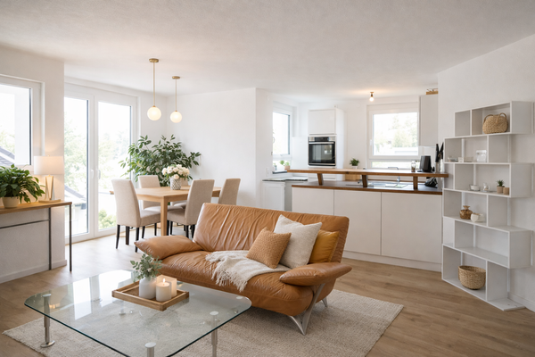 Wohnzimmer neu möbliert visualisiert