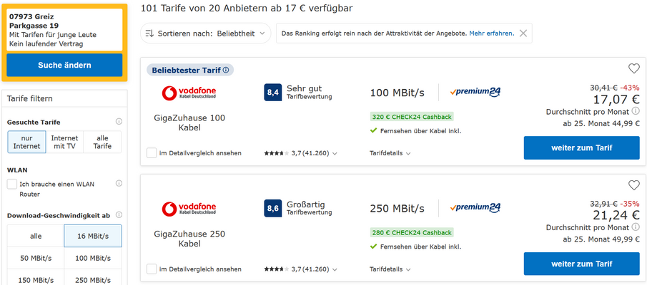 Internetauskunft am Standort