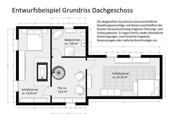 Entwurfsbeispiel Grundriss Dachgeschoss