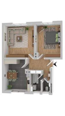 Grundriss beispielhaft möbliert