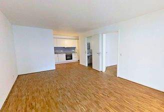 Ansicht I: Wohn- und Esszimmer mit offenem Küchenbereich